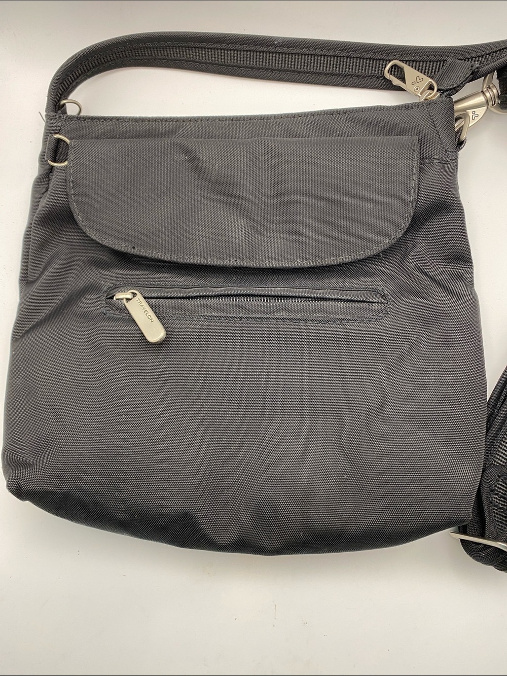 Travelon Black Crossbody Bag with Silver Hardware